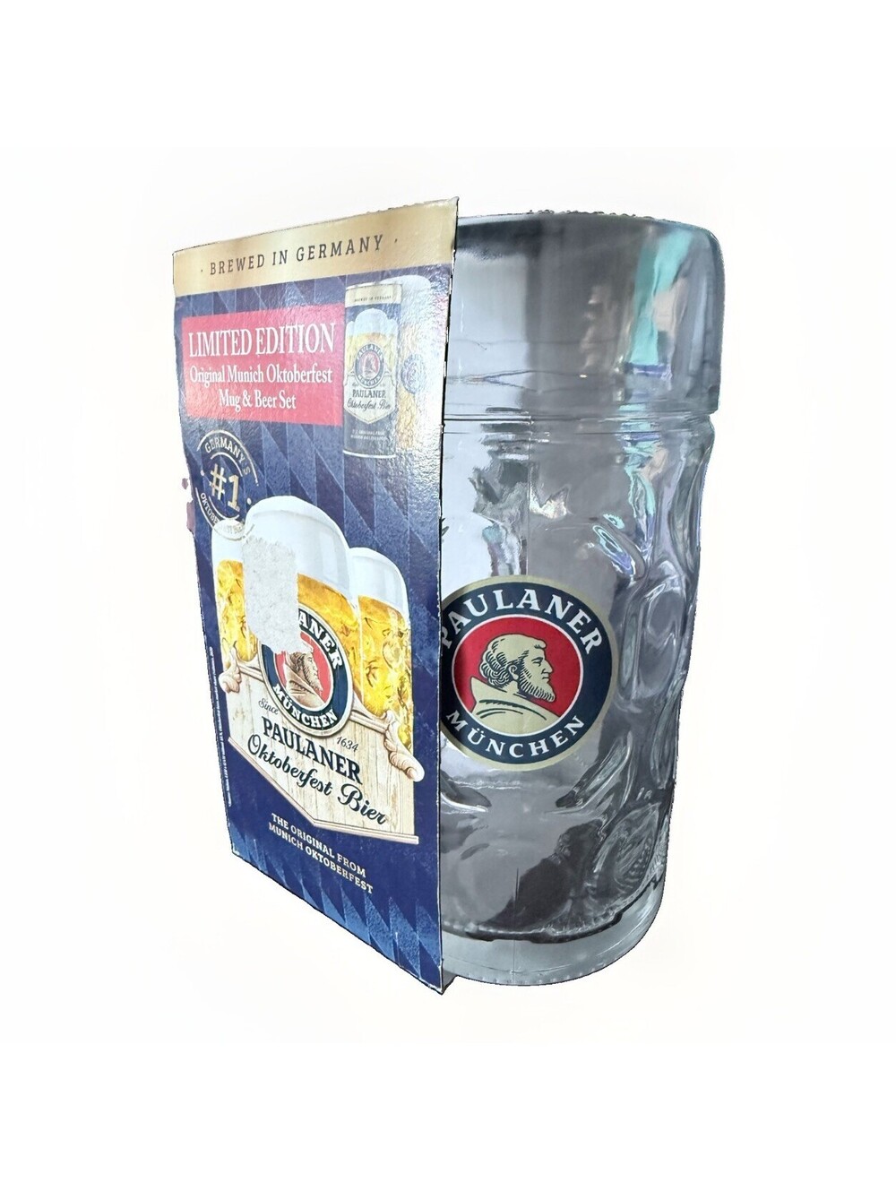 Paulaner Oktoberfest Beer Mug 1 Liter Glass Stein Limited Edition Munich Germany